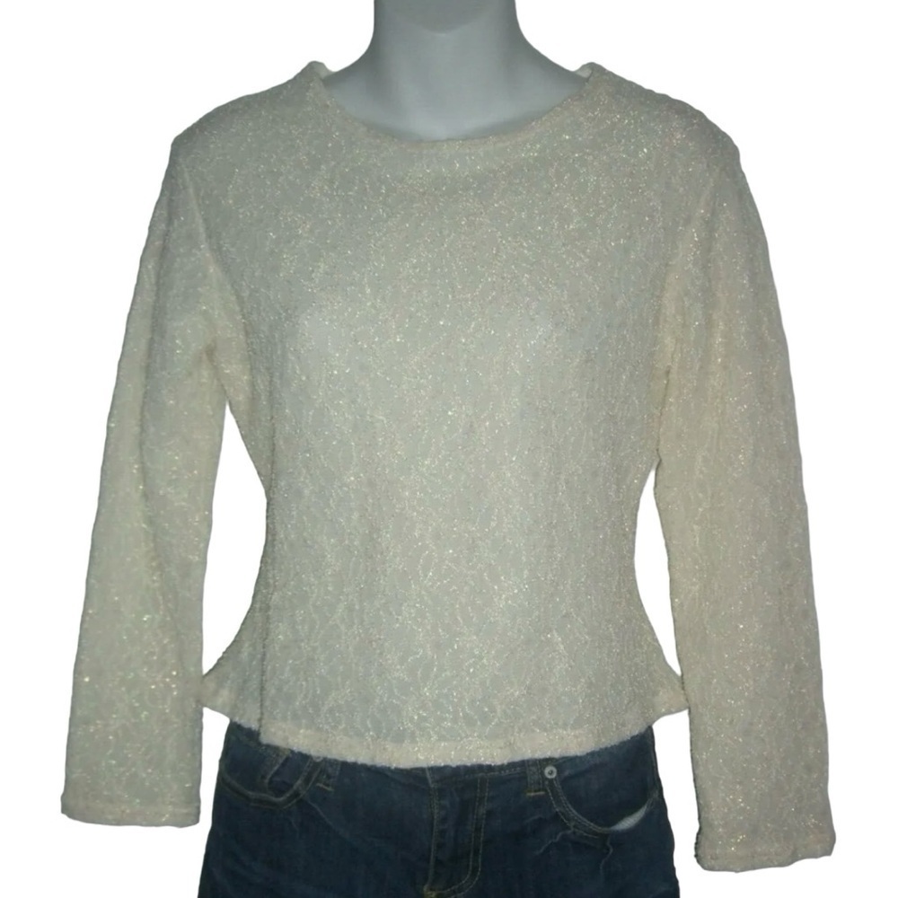 Vintage 90's Jonden Blouse Iridescent Lace Deadstock Top Ivory Gantos Soft Girl